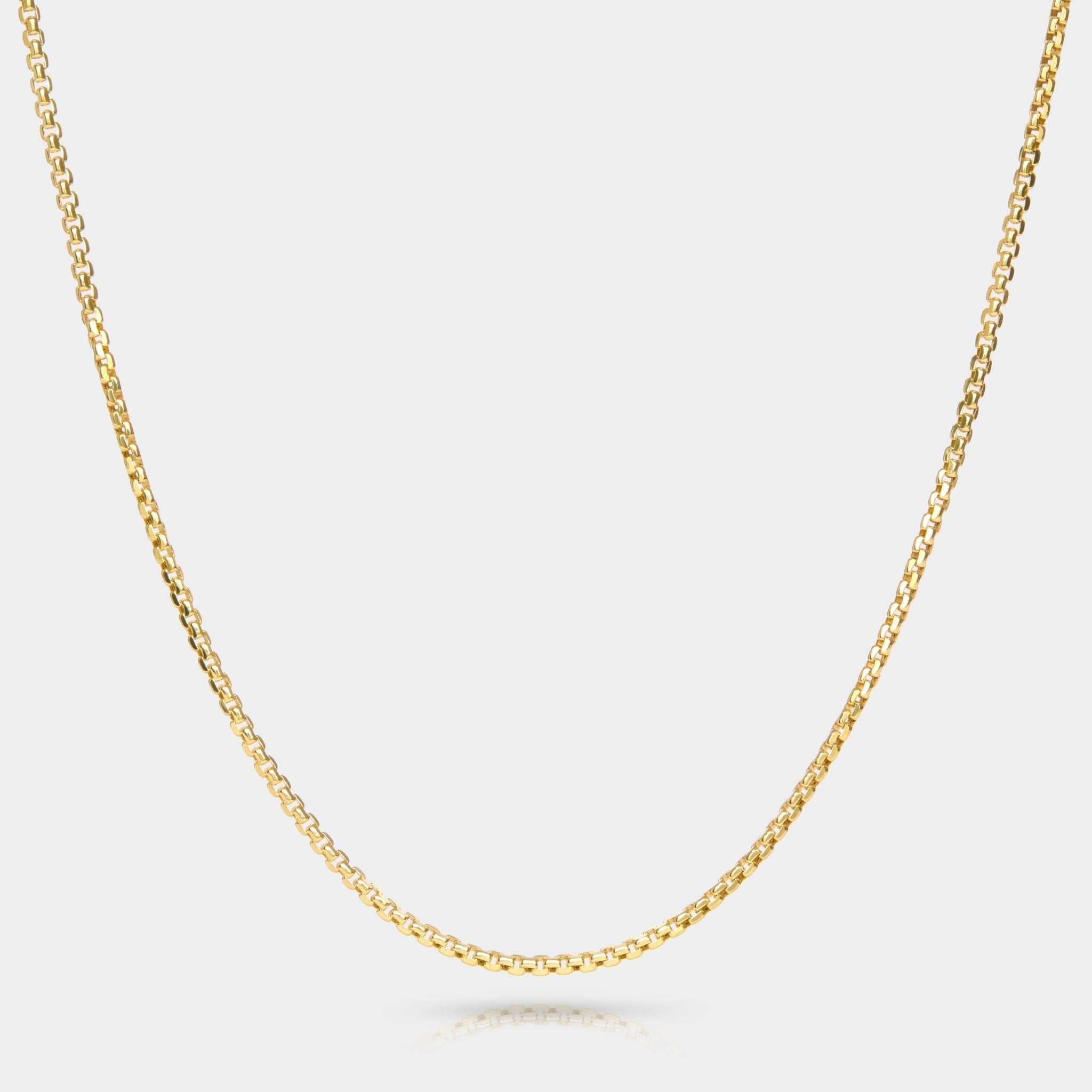 14k gold chain for Sky Blue Topaz pendant with a refined box link design