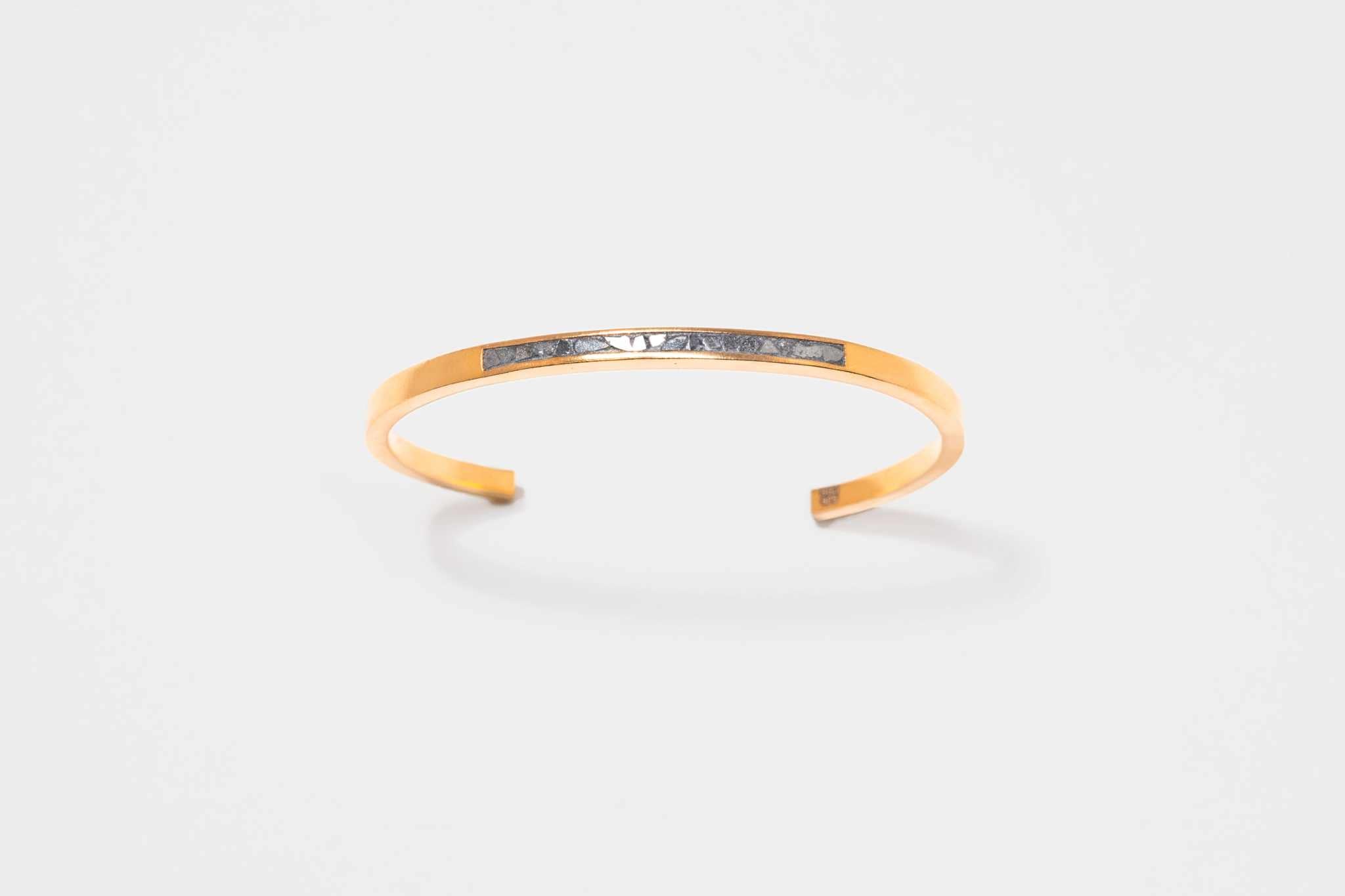 Hapur Gold Vermeil Bangle bracelet with slim gold band and diamond accents, elegant and versatile design