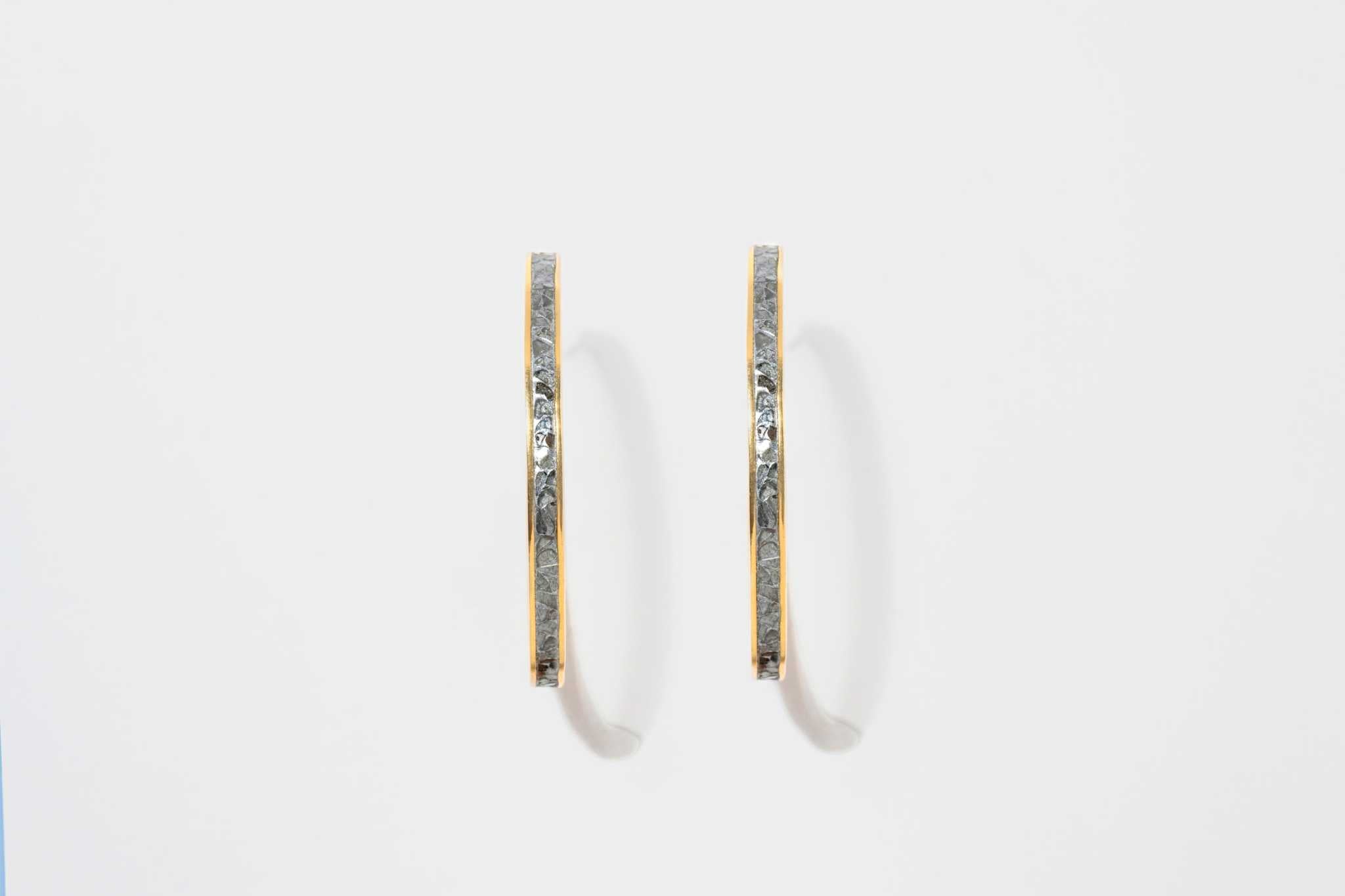 Hapur Gold Vermeil Hoop Earrings with raw uncut diamonds and silver resin, 18k gold layered, elegant and versatile jewelry.