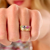 Sapphire Scattered Rainbow Cigar Band in 14K Gold