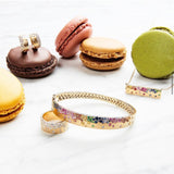 Sapphire Scattered Rainbow Signature Bangle in 14K Gold