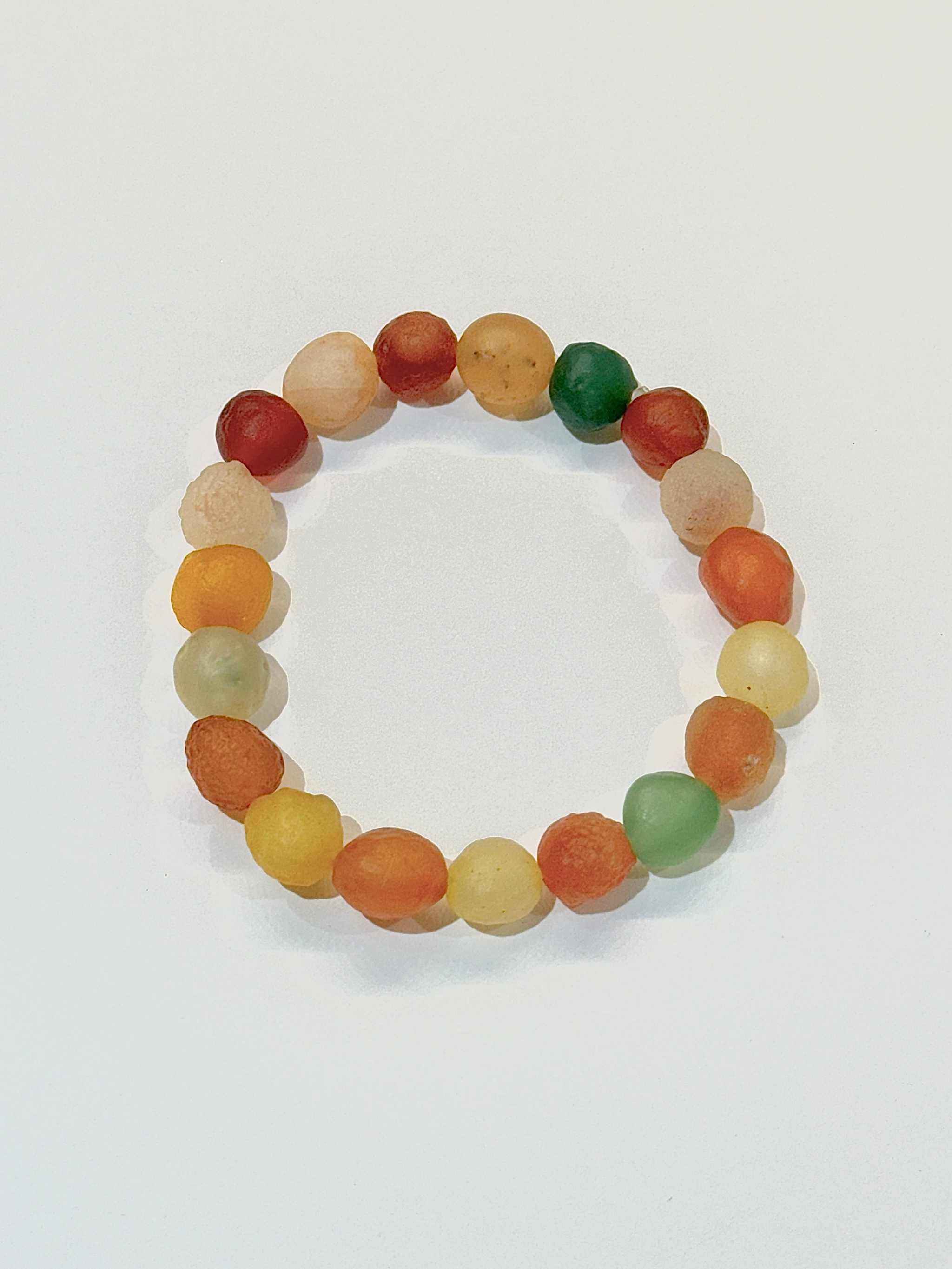 Natural Alashan Gobi Desert Candy Agate elastic bead bracelet with colorful 10-12mm rough chalcedony stones
