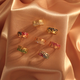 Sapphire Scattered Rainbow Cigar Band in 14K Gold