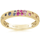 Sapphire Scattered Rainbow Petite Band in 14K Gold