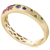 Sapphire Scattered Rainbow Petite Band in 14K Gold