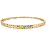Sapphire Scattered Rainbow Slim Bangle in 14K Gold