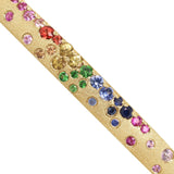Sapphire Scattered Rainbow Slim Bangle in 14K Gold