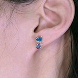 Kitty Cat Doublet Opal Diamond Stud Earrings in 18K Yellow Gold