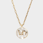 Leo Gold Vermeil Pendant necklace with uncut raw diamonds and 18k gold chain showcasing Leo constellation design
