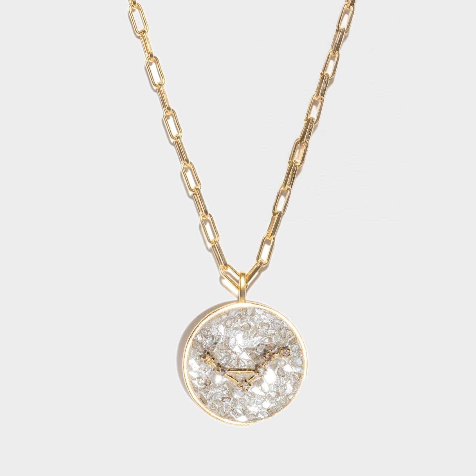 Libra Gold Vermeil Pendant Necklace with raw diamonds and 18k gold chain