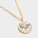 Libra Gold Vermeil Pendant necklace with uncut raw diamonds and 18k gold chain in diamond mosaic design