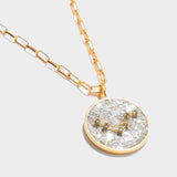 Libra Gold Vermeil Pendant necklace with uncut raw diamonds and 18k gold chain in diamond mosaic design