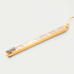 Long dangling Madeline Gold Vermeil earring with pave champagne diamonds and 18K gold layer