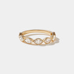 14k gold Sankaty Bezel Ring with marquise lab-grown diamonds in a half eternity bezel setting