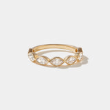 14k gold Sankaty Bezel Ring with marquise lab-grown diamonds in a half eternity bezel setting