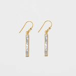 Miladi small gold vermeil earrings with long rectangular raw uncut diamonds and 18k gold hooks.