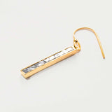 Miladi small gold vermeil earring with raw uncut diamonds in a sleek rectangular design