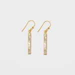 Miladi small gold vermeil earrings with raw uncut diamonds and geometric rectangular design