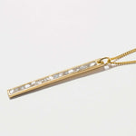 Miladi Gold Vermeil Necklace with rectangular pendant featuring raw uncut and champagne pave diamonds on 18K gold vermeil chain