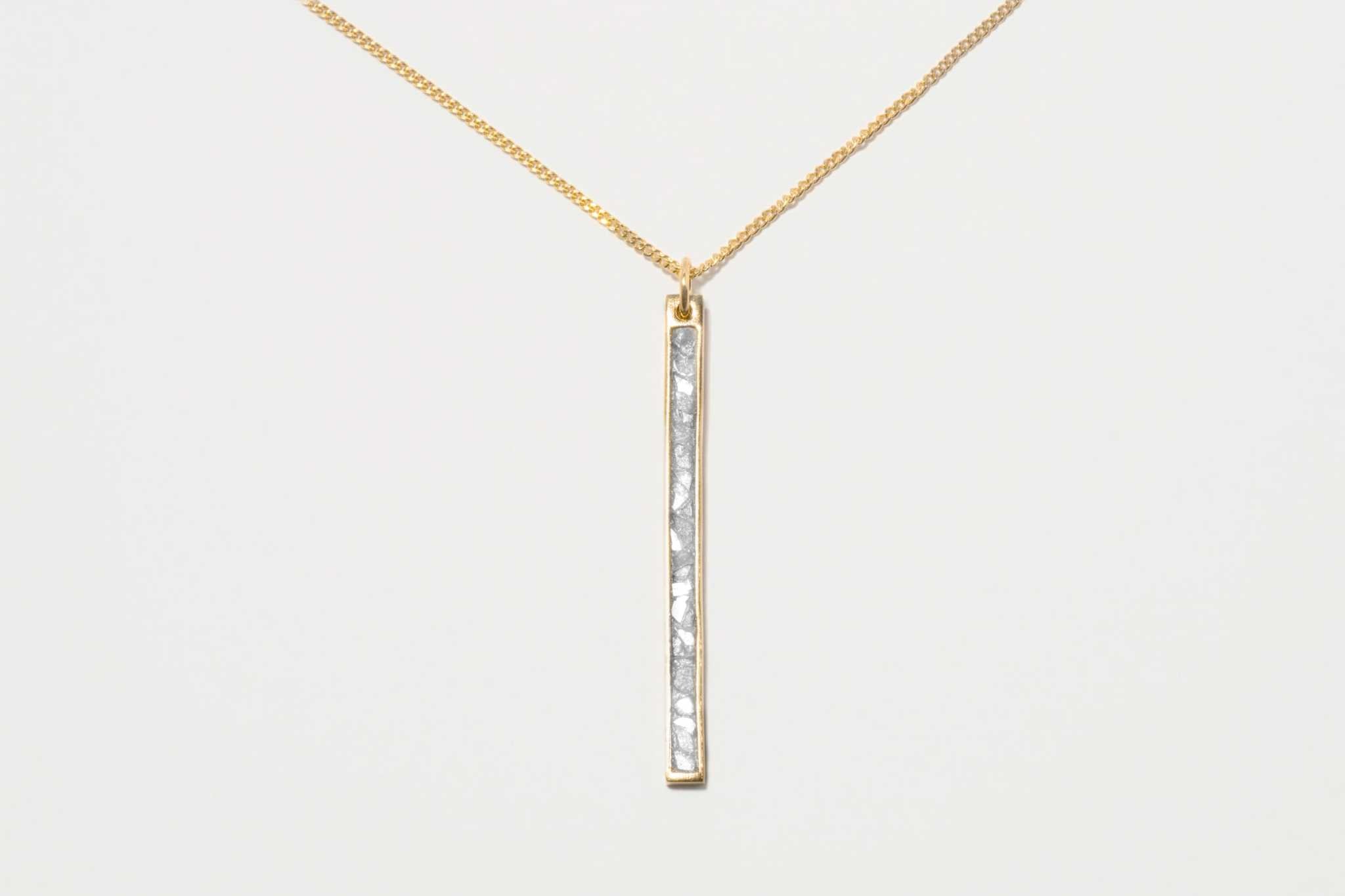 Miladi Gold Vermeil Necklace with rectangular pendant featuring sliced raw uncut diamonds and champagne pave diamonds on 18K gold vermeil chain