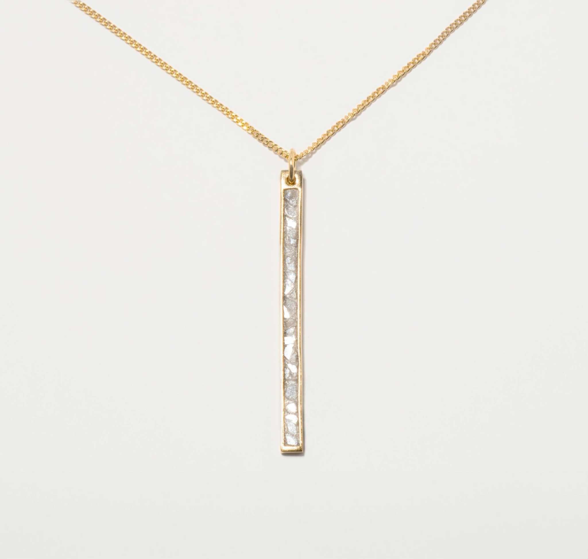 Miladi Gold Vermeil Necklace with rectangular pendant featuring raw uncut diamonds and 18K gold vermeil finish