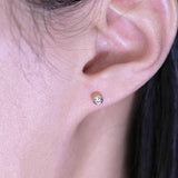 Milgrain Finish Natural Diamond Bezel Stud Earrings in 18K Yellow Gold