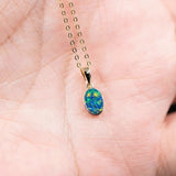 Minimalist Oval Natural Australian Doublet Opal Pendant Necklace in 14k Yellow Gold