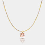 Horizon Connecticut Coast 14K gold necklace with peach morganite pendant and large bail, handcrafted in USA