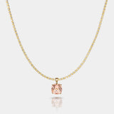Horizon Connecticut Coast 14K gold necklace with peach morganite pendant and large bail, handcrafted in USA