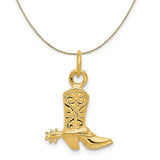 14k Yellow Gold 2D Cowboy Boot with Spur Necklace
