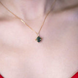 N1 Australian Black Opal & Diamond Earth Moon Pendant Necklace in 18K Yellow Gold