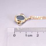 N1 Australian Black Opal & Diamond Earth Moon Pendant Necklace in 18K Yellow Gold