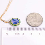 N1 Black Opal Halo Tsavorite Diamond Necklace in 18K Yellow Gold