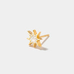 Nash Gold Vermeil stud earring with sliced raw uncut diamonds and white resin in a starburst design