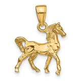 14k Yellow Gold 3D Small Walking Horse Pendant