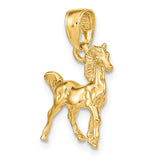 14k Yellow Gold 3D Small Walking Horse Pendant
