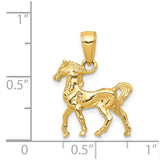 14k Yellow Gold 3D Small Walking Horse Pendant