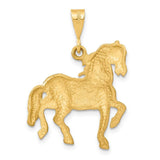 14k Yellow Gold Diamond Cut Horse Pendant, 25mm