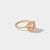 Connecticut Coast Morganite Ring featuring 14k gold band and 10x10mm cushion cut peach morganite gemstone
