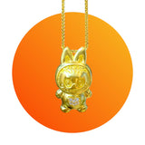 24K Gold Labubu-Inspired THE MONSTERS “Big Into Energy” Series Standing Doll Pendant with Sparkling Moissanite