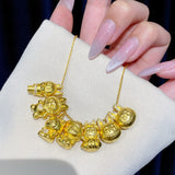 24K Gold Labubu-Inspired THE MONSTERS “Big Into Energy” Series Standing Doll Pendant with Sparkling Moissanite