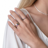 Sapphire Scattered Rainbow Petite Band in 14K Gold