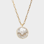 Pisces Gold Vermeil pendant necklace with raw and rose cut diamonds on an 18k gold vermeil chain