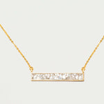 Rosera Gold Vermeil Pendant necklace with raw uncut diamond bar on 18k gold vermeil chain