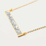 Rosera Gold Vermeil Pendant Necklace with raw uncut diamonds and 18k gold vermeil bar design