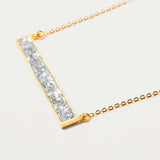 Rosera Gold Vermeil Pendant Necklace with raw uncut diamonds and 18k gold vermeil bar design