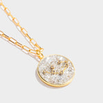 Sagittarius Gold Vermeil Pendant necklace with raw and rose cut diamonds on an 18k gold vermeil chain