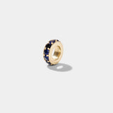 14k solid gold rondelle bead pendant with dark blue stones for necklace or bracelet