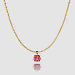 Horizon Nantucket Red pink tourmaline pendant in 14k gold basket setting on gold chain
