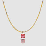 Horizon Nantucket Red pink tourmaline pendant in 14k gold basket setting on gold chain